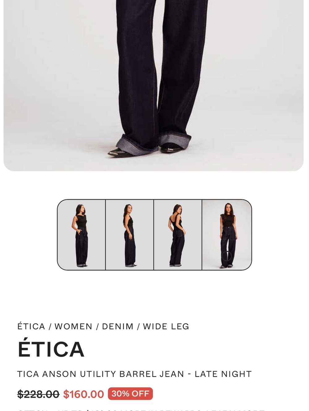 Etica Tica Anson Utility Barrel Jean - Late Night (Black)